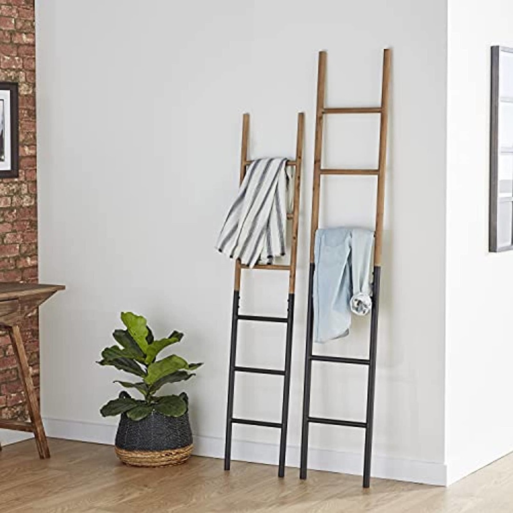 Deco 79 Industrial Metal Solid Ladder, Set of 2 71", 62"H, Brown